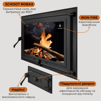 Комплект чугунных дверок Iron Fire Adam 640x440 мм + поддувательная Style 50 315х165 мм