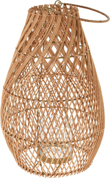 Lampion Home Styling Collection naturalny rattanowy ze szklanym wkładem beżowy (8720573858038)