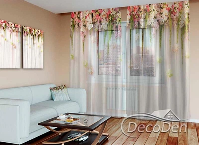 3D - Фото Тюль PHOTODECOR "Ламбрекени з квіток" 1 кв.м