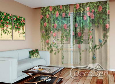 3D - Фото Тюль PHOTODECOR "Плетисті троянди"