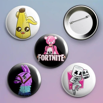 Закатные значки Fortnite Фортнайт металлические на булавке 56 мм 4 штуки в комплекте