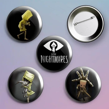 Закатные значки Little Nightmares металлические на булавке 56 мм 4 штуки в комплекте