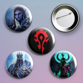 Закатные значки World of Warcraft WOW horde металлические на булавке 56 мм 4 штуки в комплекте