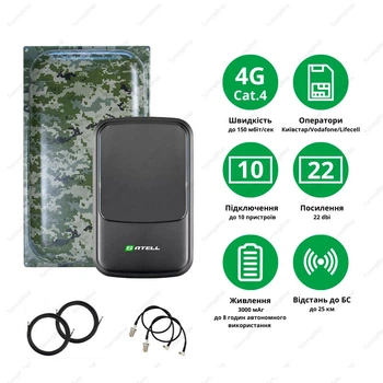 4G комплект WIFI роутер Satell F3000 + 4G антенна Милитари MAXI MIMO 22 Дб все частоты