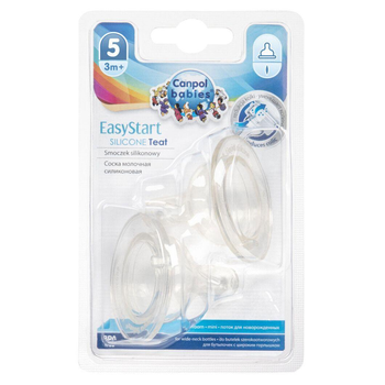 Набор сосок силиконовых свободна к бутылочкам с широким отверстием 2 шт EasyStart Canpol babies (5903407217307)