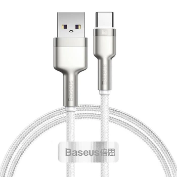 USB кабель Type-C роз'єм Baseus Cafule Series Metal Data Cable (1м, 66W, 480Mbps). White