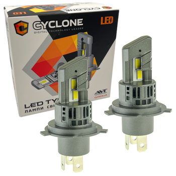 Лампа светодиодная для фар cyclone led h4 5000k 6700lm 25W type 44 2 шт комплект