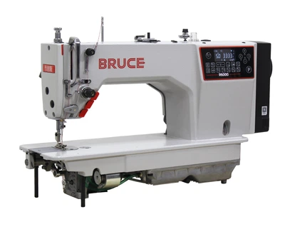 Промышленная швейная машина BRUCE R6000-D, компьютеризированная, с закрытым масляным картером и электронной регулировкой продвижения материала.