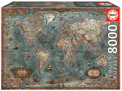 Puzzle Educa Mapa historyczna świata 192 x 136 cm 8000 elementów (8412668180178)