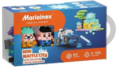 Klocki Marioinex Mini Waffle auto policyjne i sklep jubilerski 80 elementów (5903033905913)