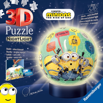 3D Puzzle Ravensburger Świecąca kula Minionki 22 x 23 cm 72 elementy (4005556111800)