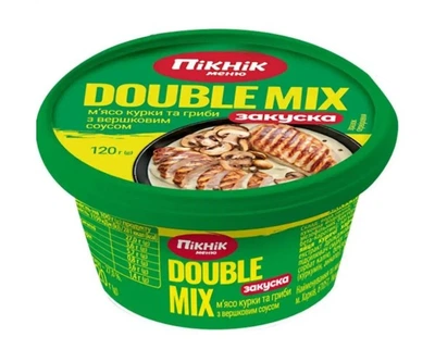 Закуска DOUBLE MIX М'ясо курки та гриби з вершковим соусом TM Пікнік Меню 120 g