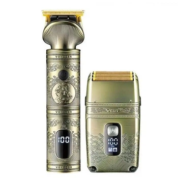 Набор триммер и шейвер аккумуляторный VGR V-649 с LED дисплеем 4 насадки 5W Gold (3_05247)