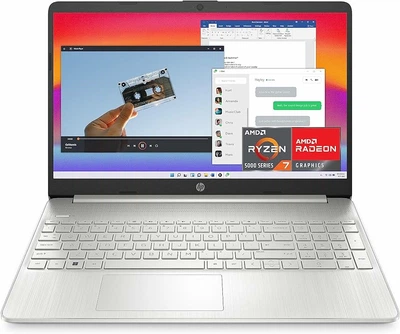 Ноутбук HP Notebook 156” HD 8/256GB R7 5700U (15-ef2025nr) Natural Silver (OB)