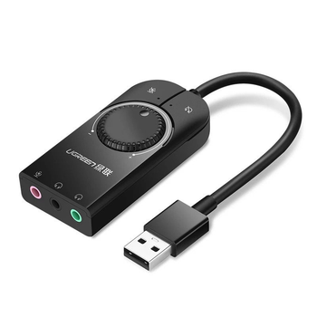 Звуковая карта Ugreen USB 2.0 внешняя стерео с регулятором громкости (40964)
