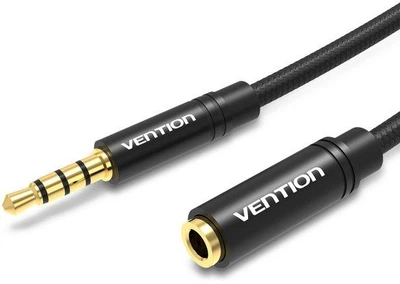 AUX аудио кабель удлинитель Vention Audio 3.5 мм Metal Type 5 м Black (BHBBJ)