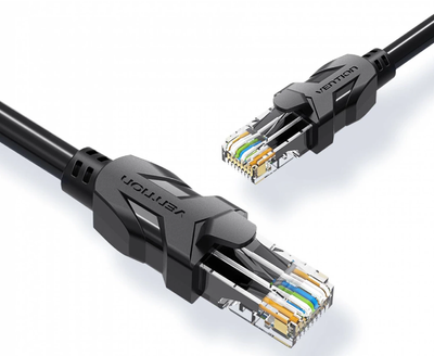 Інтернет кабель Vention CAT6 UTP Patch Ca 1000 Мбіт/с круглий мережевий шнур патч-корд RJ45 0.75 м Black (IBBBE)