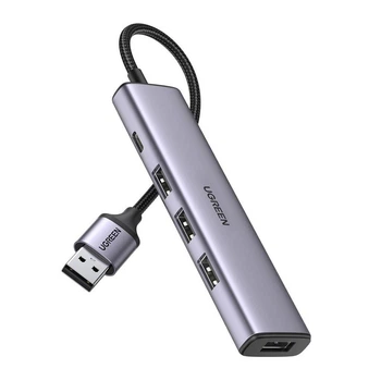 USB-хаб розгалужувач Ugreen HUB USB Type A - 4x USB 3.0 20cm Grey (CM473)