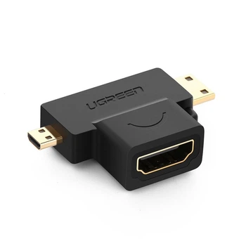 Переходник адаптер UGREEN HDMI- mini HDMI-micro HDMI Black (HD129)