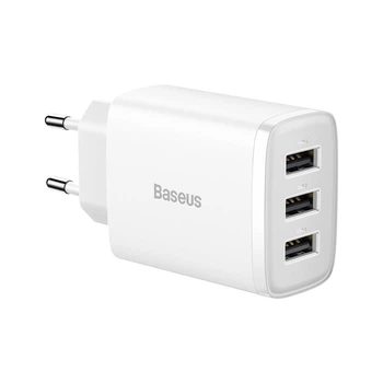 Зарядний пристрій Baseus Compact 3x USB 17W White (CCXJ020102)