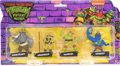 Zestaw figurek Playmates Wojownicze Żółwie Ninja Donatello Raphael Rocksteady Superfly 4 szt (0043377833222)