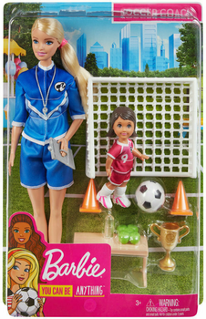 Zestaw zabawek Mattel Barbie GLM47 Trenerka piłki nożnej 2 figurki + akcesoria sportowe (0887961845396)