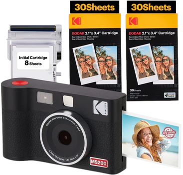 Фотопринтер Kodak Mini Shot 2 ERA Black 2.1 x 3.4 + 60 аркушів (0192143004318)