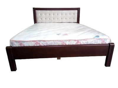 Кровать ГАРМОНИЯ спальное место 1,6*2 из массива бука Орех мягкая спинка