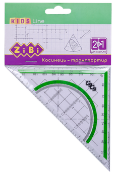 Кутник 2 в 1,140мм, 90°45° ZiBi із салатовою смужкою, блістер, KIDS Line ZB.5623-15 (6003)