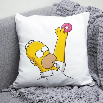 Плюшева подушка Гомер з пончиком Сімпсони The Simpsons квадрат 35х35 см біла