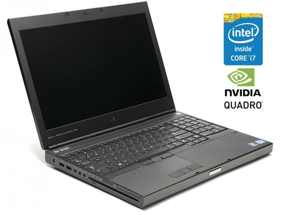 Мобільна робоча станція Б-клас Dell Precision M4700 / 15.6" (1920x1080) TN / Intel Core i7-3740QM (4 (8) ядра по 2.7 - 3.7 GHz) / 8 GB DDR3 / 256 GB SSD / nVidia Quadro K2000M, 2 GB DDR3, 128-bit / WebCam / DVD-ROM / Win 10 Pro б/в
