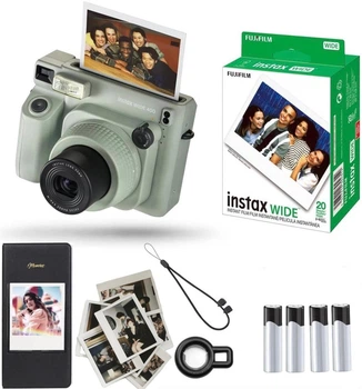 Набор Fujifilm INSTAX WIDE 400 Camera EX D Sage Green фотокамера мгновенной печати / картриджи 20 фото / фотоальбом