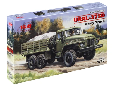 Сборная модель ICM УРАЛ-375Д, армейский грузовой автомобиль 72711