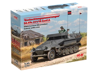 Сборная модель ICM 'Beobachtungspanzerwagen' Sd.Kfz.251/18 Ausf.A, немецкая машина наблюдения 2СВ с экипажем 35105