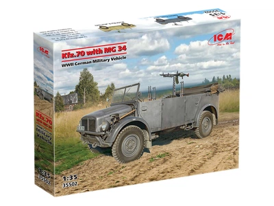 Сборная модель ICM Kfz.70 с MG 34, немецкий военный автомобиль 2СВ 35502