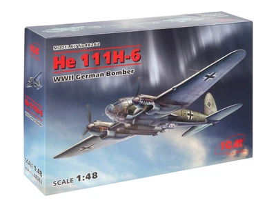 Сборная модель ICM He 111H-6, Немецкий бомбардировщик 2 Мировой войны 48262