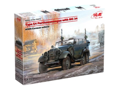 Сборная модель ICM Тип G4 Partisanenwagen с MG 34, немецкий автомобиль 2 Мировой войны 72473