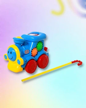 Каталка игрушечная паровозик 20см на палочке Metr+ игрушка-каталка детские игрушки каталки 0373MR(BLUE)