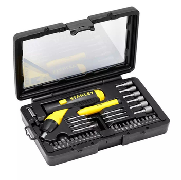 Отвертка Stanley Pistol Grip Ratchet с храповым механизмом и сменными битами (0-63-038)
