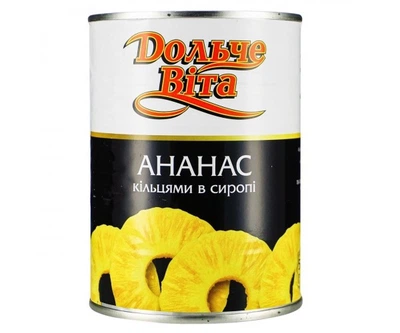 Ананас консервированный кольцами в сиропе ж/б Дольче Вита 580 g