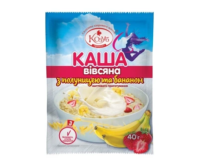Каша вівсяна з полуницею та бананом миттєвого приготування Козуб продукт 40 г