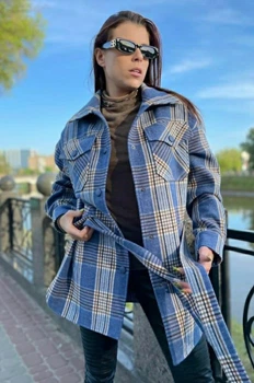 Пальто сорочка Lady Prestige Л617 42 клітинка