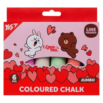Крейда кольорова Yes Line Friends 6 шт JUMBO 400496