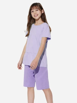 Подростковый летний комплект (футболка + шорты) для девочки Uniqlo 598017663 140 см Фиолетовый (1159811664)