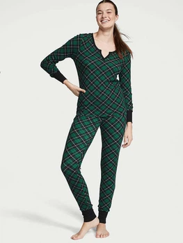 Пижама (лонгслив + штаны) женская хлопковая Victoria's Secret 421141135 S Зеленая (1159803922)