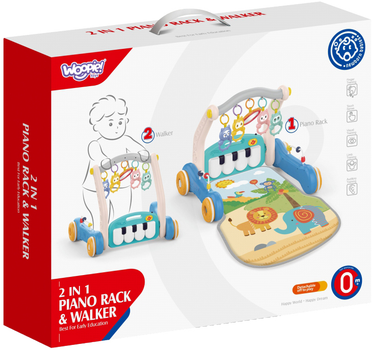 Інтерактивний килимок Woopie Baby 2 в 1 Ходунки з піаніно Блакитний (5904326947740)