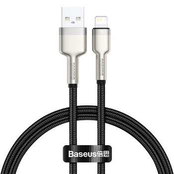 USB кабель Lightning для iPhone iPad Baseus Cafule Metal Series Data Cable (0,25m, 2.4A, 480 Mbps). Black