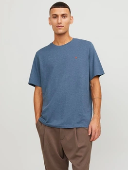Футболка бавовняна довга чоловіча Jack & Jones 12245087 S Синя (5715427284920)