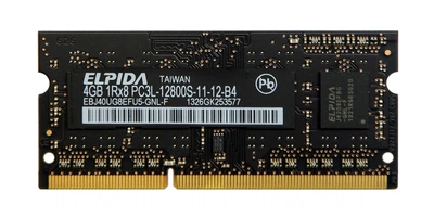 Оперативная память 4 ГБ, SODIMM DDR3L, Elpida (для ноутбуков, 1600 МГц, 1.35 В, CL11, EBJ40UG8EFU Б/У