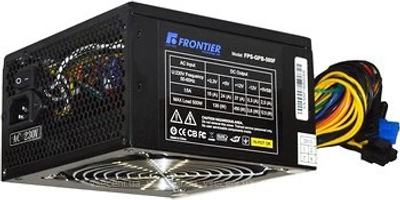 Блок живлення 400 Вт FRONTIER, 24+4 pin, живлення відеокарти - Ні, 80 мм, ATX, CWT-GPB-400 Black Б/В